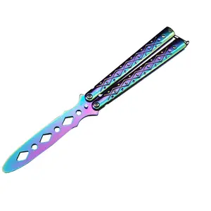 Upgraded Unsharpened Folding Knife Toy - Rainbow Gradient Metal Flip, Smooth Balance, Comfortable Grip for Skill Practice, Desktop Play, Teenage Boy Gifts, Cool Stuff for Teens, Cool Stuff For Teen Boys#Father's Day
