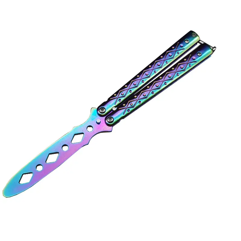 Upgraded Unsharpened Folding Knife Toy - Rainbow Finish Metal Flip, Balanced Handle, Comfortable Grip for Skill Practice, Teenage Boy Gifts, Cool Stuff for Teen Boys (Sports & Outdoor Camping Hiking Knives & Tools Accessory)