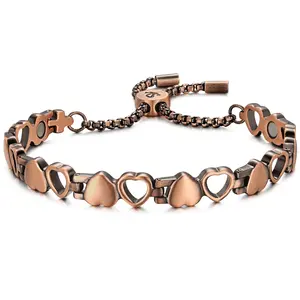 Vinci Hollow Hearts Smart Slider Edition Copper Magnetic Bracelet