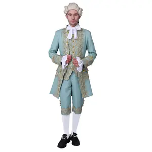 Men's Light Green Medieval Uniform Full Set Vintage Renaissance Knight Outfit Historical Reenactment Costume LARP Ranger Attire Cosplay Suit for Halloween Theme Party Renaissance Fair Stage Performance