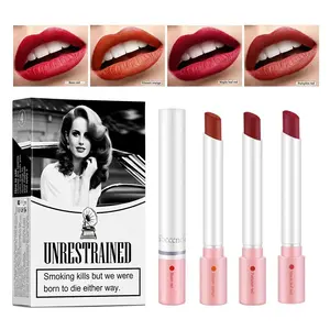 4-Piece Cigarette Lipstick Set – Matte Velvet Finish, Waterproof & Smudge-Proof Lip Gloss for Bold, Lasting Color