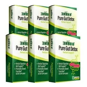 6 Boxes of EGUOO Herbal Digestive Healthcare 60 packets - Contains senna leaf and Cascara sagrada - Vegan - lactose free - gut cleanse