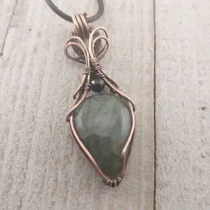 Handmade Wire Wrapped Labradorite Teardrop Pendant