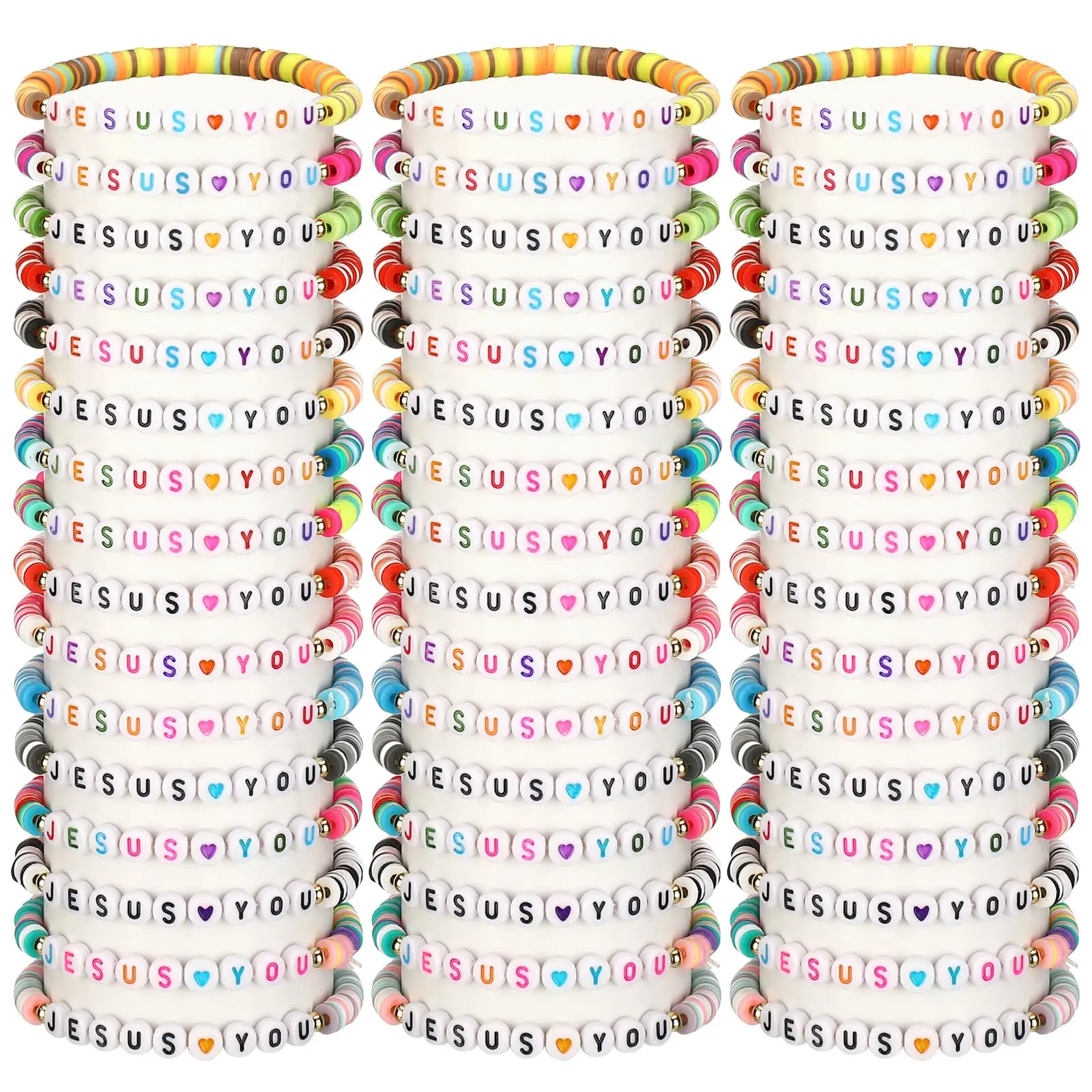 48pcs Colorful Jesuslovesyou bracelet