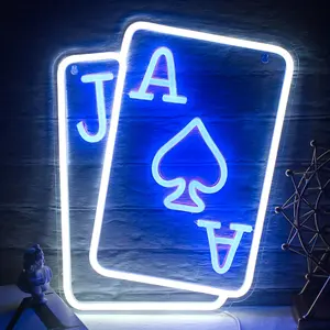 SERBASIC Acrylic Poker LED Neon Sign - Home Decor Light, LED Neon Lights with ON/OFF Switch, USB Power, Ambient Glow for Gaming Rooms, Bar Venues
