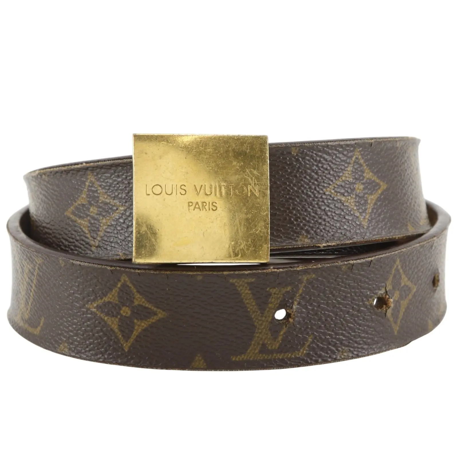 Pre-owned Louis Vuitton Canvas Small Leather Goods Sangle Carre Monogram Belt