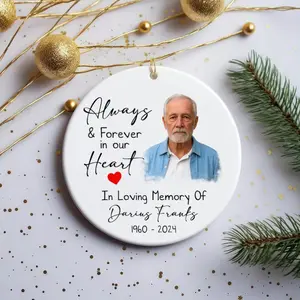 Custom Photo Memorial Ornament, Dad Remembrance Ceramic Ornament, Memorial Day Acrylic Ornament, Dad Loss Ornament, Funeral Ornaments