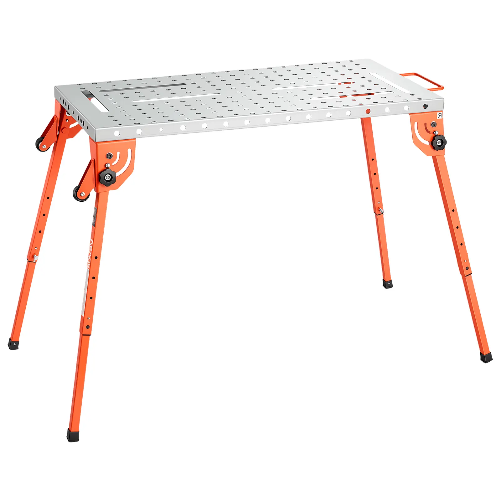 VEVOR Foldable Welding Table, 44" x 21" Welding Workbench 500LBS Capacity, 4-Level Adjustable Height, Heavy-Duty Steel Work Table with 6 Tool Slots & 0.63" Fixture Holes for Welding Assembly Repair