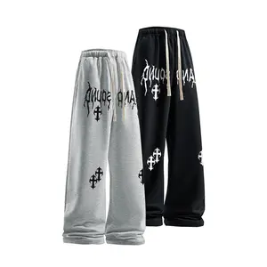 #Springfresh Men's Letter & Cross Print Drawstring Waist Sweatpants, Casual Street Comfy Regular Fit Jogger Pants for Daily Wear, Men's Trousers for All Seasons Athleisure Style men's sweatpants cuffed sweatpants