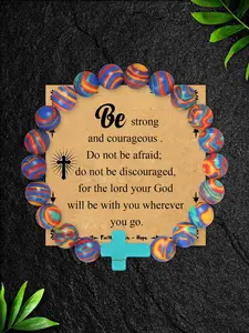 Minimalist Natural Stone Cross Bracelet, Adjustable Sliding Knot Design, Religious Easter Gifts, Mother's Day Present, Graduation Gift