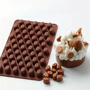 1pc 55 Cavity Coffee Bean Silicone Candle Mold, Multi-Hole Small Oval Soap Resin Gypsum Making Tool, Handmade DIY Holiday Gift