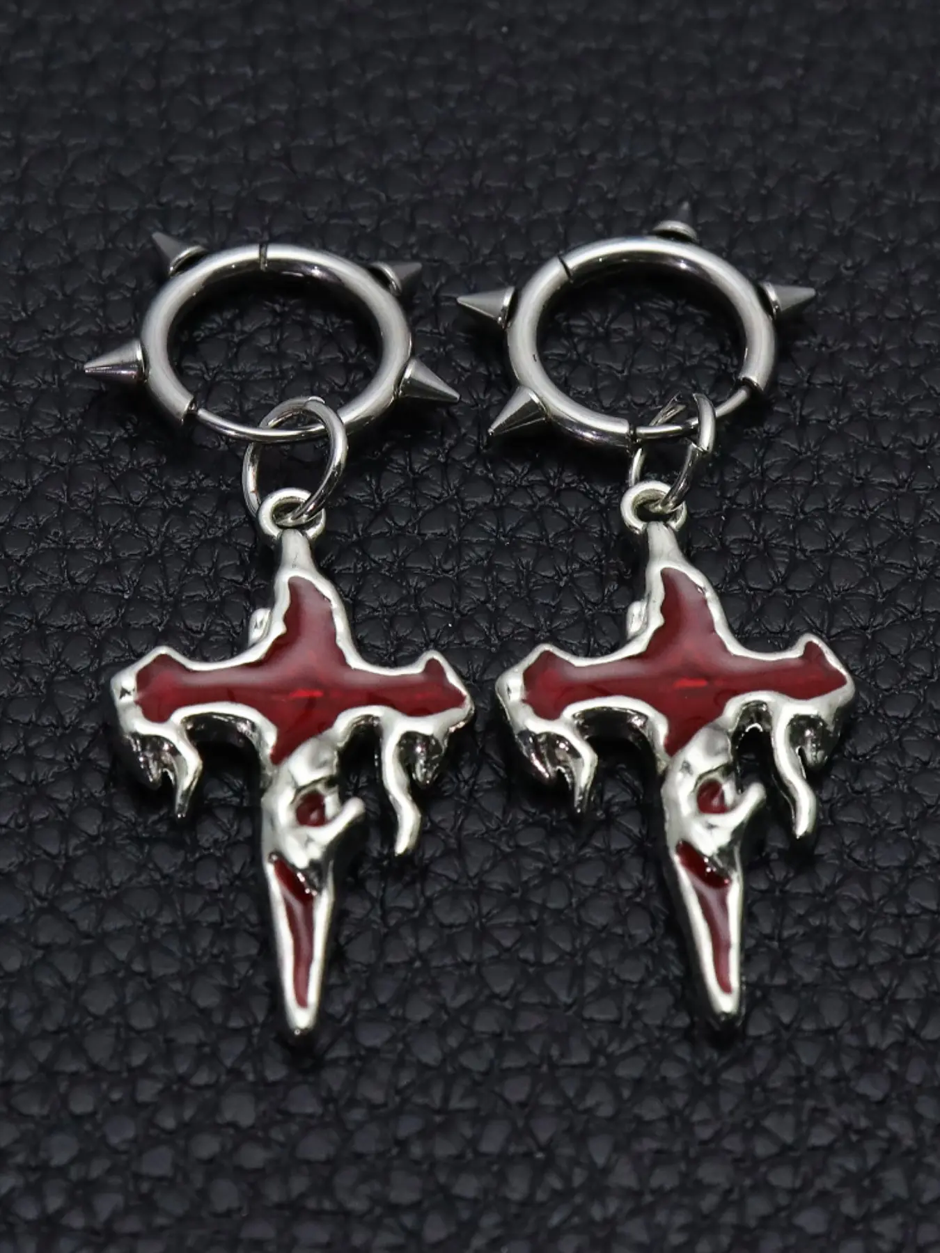 Gothic Flame Cross Stud Earrings, Unique Subculture Y2K Punk Jewelry, Daily Wear, Photo Prop, Sweet Cool Design