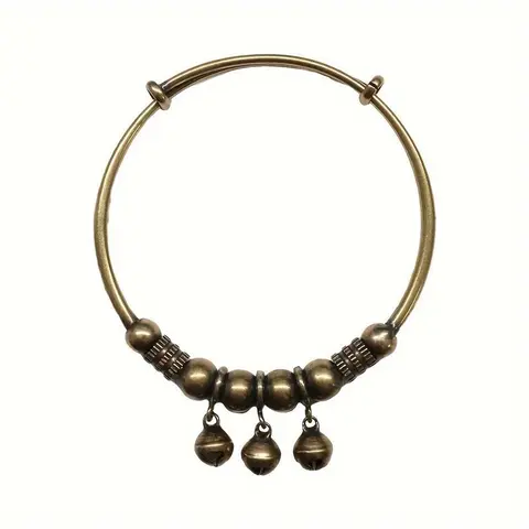 Alaja Vintage Copper Retro Small Bells Push-Pull Bracelet for Men & Women, Durable High-Quality Copper, Stylish and Long-Lasting Accessory Appeal Longevity
