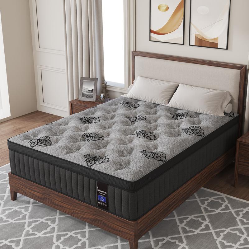 Twin Full Queen King Mattress in a Box, 10 Inch Hybrid Mattresses with Gel Memory Foam and Individually Pocket Innerspring Euro Top Medium Firm for Motion Isolation, Edge Support