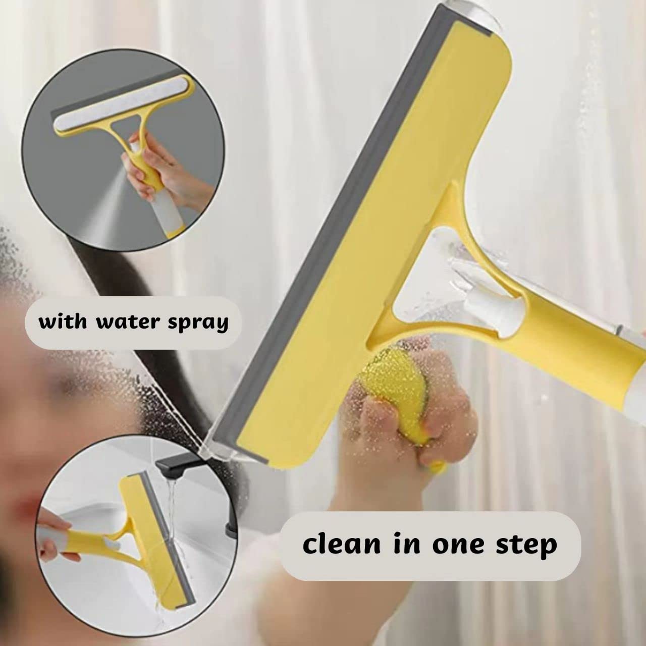 3-in-1 Window Cleaner Tool Kit - Thickened Magic Cloth, Spray-Equipped Scraper, Squeegee for Glass, Shower Doors, Car Windshields Hand Smooth