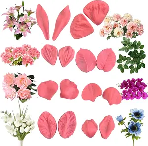 8 Set Gumpaste Silicone Veining Mold - Fondant Rose, Peony, Lily, Daisy, Hydrangea Flower Mold for Sugar Cake Decorating and Wedding Cake Decoration - Home Improvement.