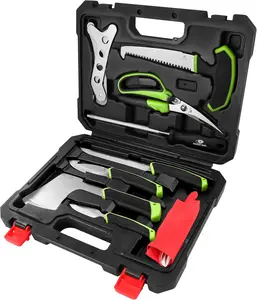 #SpringGlowUp Mossy Oak Hunting Field Dressing Kit - 10 Piece Portable Butcher Game Processing Set with Storage Case, for Deer Hunting, Fishing, Camping, Survival