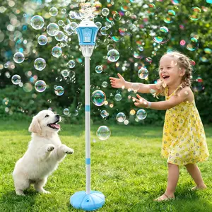 【DealsForYouDays】Standing Automatic Bubble Maker Machine for Kids,(not contain bubble solution) Height Adjustable Up to 47 Inches Outdoor Battery Bubble Machine,Music for Toddlers Birthday Party Gifts,Adjustable Height,Massive Bubbles,Summer Party Toy