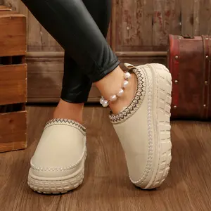 Snow Boots Slippers for Women Indoor Outdoor Slip On Shoes Comfy Warm Soft Platform House Slipper Winter Ladies Closed Back Boot