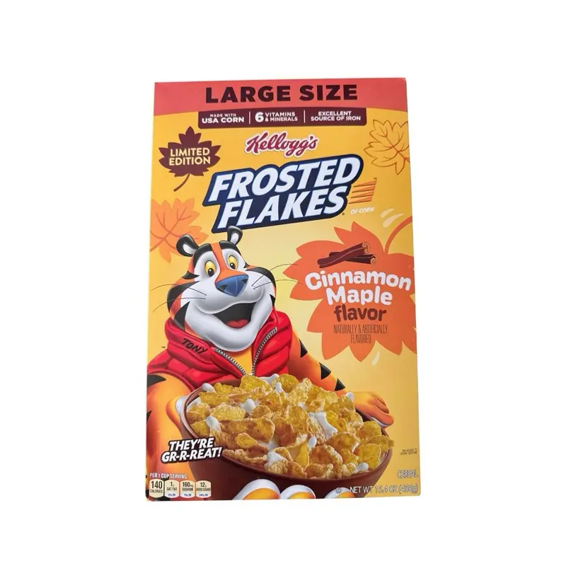 Limited Time Kelloggs Frosted Flakes Cinnamon Maple Flavor Cereal- 1 Box (15.4 Oz)