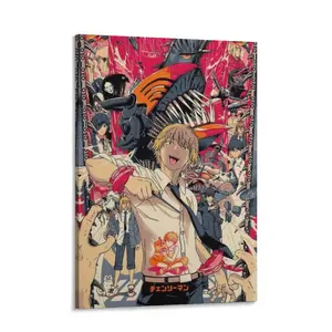 Classic Anime Chainsaw Man Canvas Art Poster And Wall Art Decor for Modern Family Corridor Posters