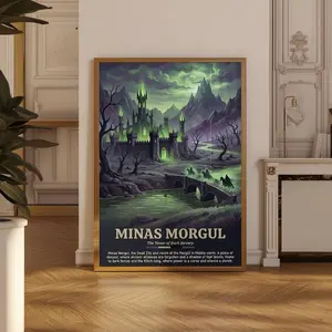 Minas Morgul Poster Lord of the Rings Wall Art, LOTR Middle Earth Travel Print, Tolkien Inspired Dark Fortress Landscape Decor for Game Room