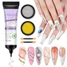 SAVILAND 3D Nail Gel & Chrome Powder Kit - Salon-Grade UV Formula, Smooth Glossy Finish, Nail Care Essentials for Home Manicures, Summer Vibes DIY Decoration,familyfun