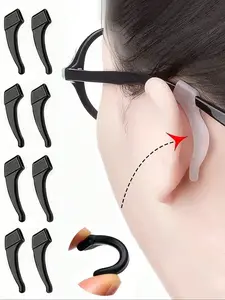 6 Piece Anti-Slip Comfortable Silicone Ear Hooks, Fits 4-10mm Eyeglass Arms, Daily Use Glasses Holder, Prevents Sliding, Glasses Grips