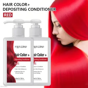 2 bottles 140ml red semi permanent hair dye, Depositing conditioner, Tea tree, hair dye care products, enhance bright color, press on hair dye, provide care for your hair, suitable for Halloween, daily hair color, both men and women