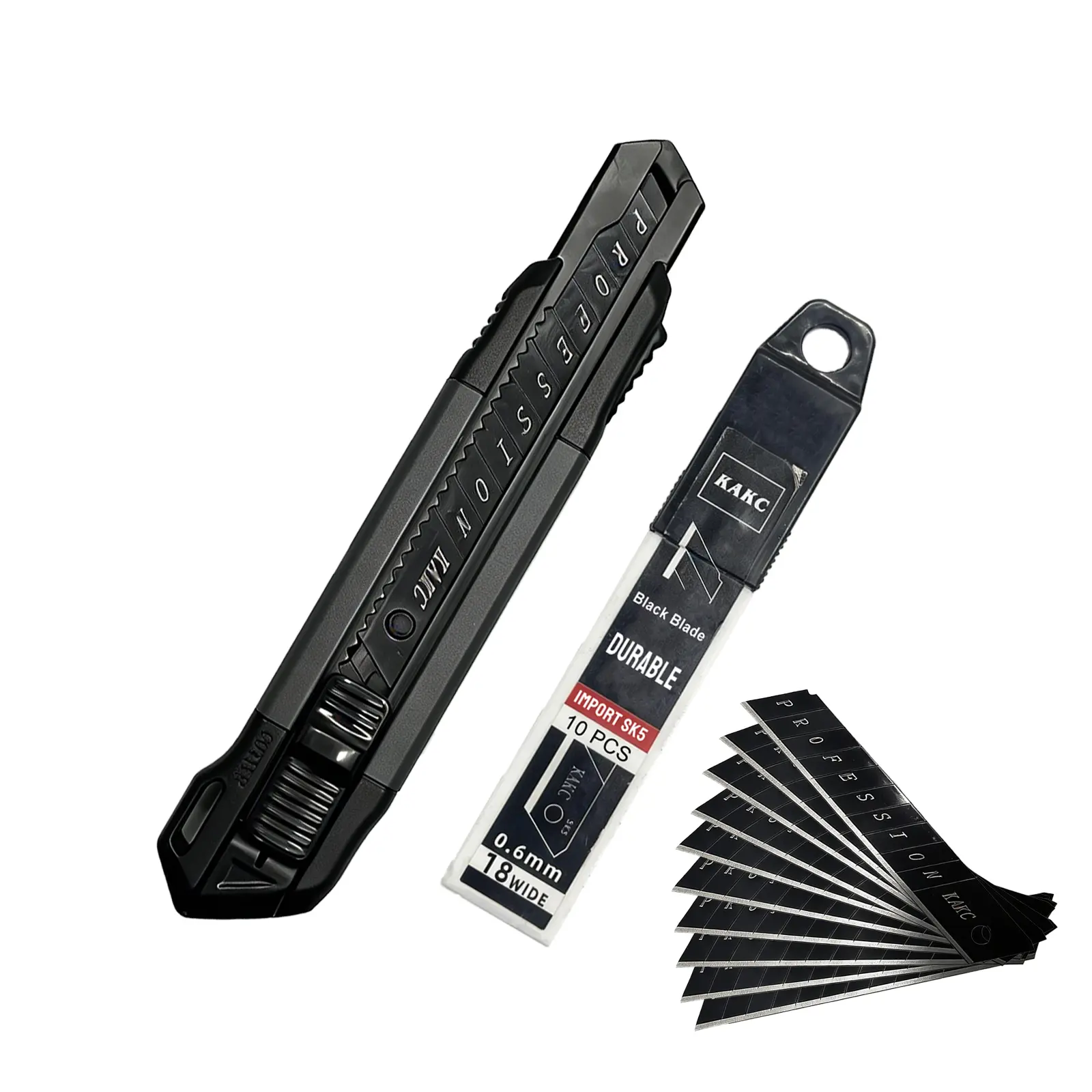 18mm Retractable Box Cutter Utility Knife with Safety Lock, Self-Loading Heavy Duty Cutting Tool, Ergonomic Non-Slip Rubber Handle, Sharp Carbon Steel Blade for Cardboard, Packaging, Paper, Warehouse, Office, Home & DIY Use