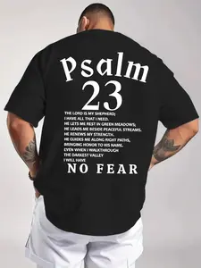 Men's Psalm 23 "The Lord Is My Shepherd" Christian Graphic T-Shirt, Faith-Based Religious Short Sleeve Crew Neck Tee