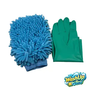 2-in-1 Car Wash Mitt with Waterproof Gloves - Double Sided Microfiber Cleaning Glove, Scratch-Free for Auto Detailing
