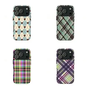 Y2K Heart Argyle Phone Case Cute Preppy Pattern,Compatible for iPhone 16 15 14 13 12 11 17Pro Max,Perfect Gift for Her