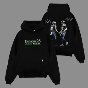 Sam Darnold & Jaxon Smith-Njigba 25 For The 12s Cotton Hoodie Sweatshirt T-Shirt (Made In US), JSN Seahawks Fans Outfit, The 12th Man Game Day Outfits, Gift For Football Fans, Football Graphic Hoodie