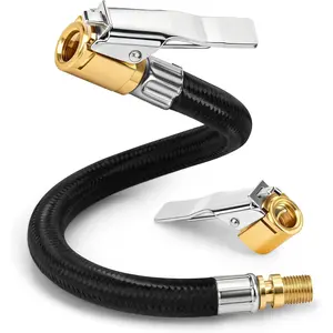 Upgraded version 12inch tire inflator hose adapter, equipped with a brass locking quick connector, high-pressure air extension hose suitable for air compressors and inflators, suitable for car, truck, motorcycle, and bicycle tires