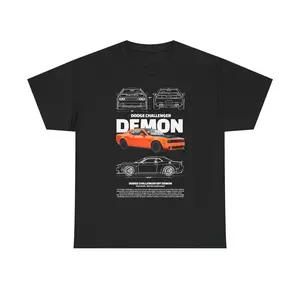 Dodge Challenger T Shirt Muscle Race Car SRT JDM Street Demon Blueprint Tee Shirts