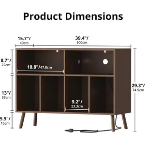 Cozy Castle Record Player Stand with Vinyl Storage Cabinet, Wood Turntable Table Open Shelf Holder Up to 350 Albums Cube Storage Organizer for Living Room, Office, Brown
