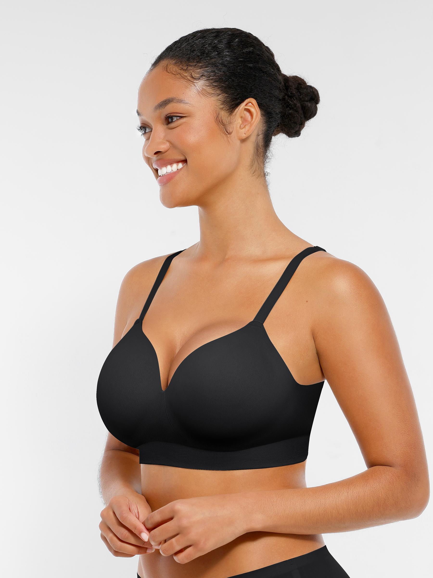 Popilush Wireless Seamless Push-Up V-Neck Bra Black Womenswear-Creator Live