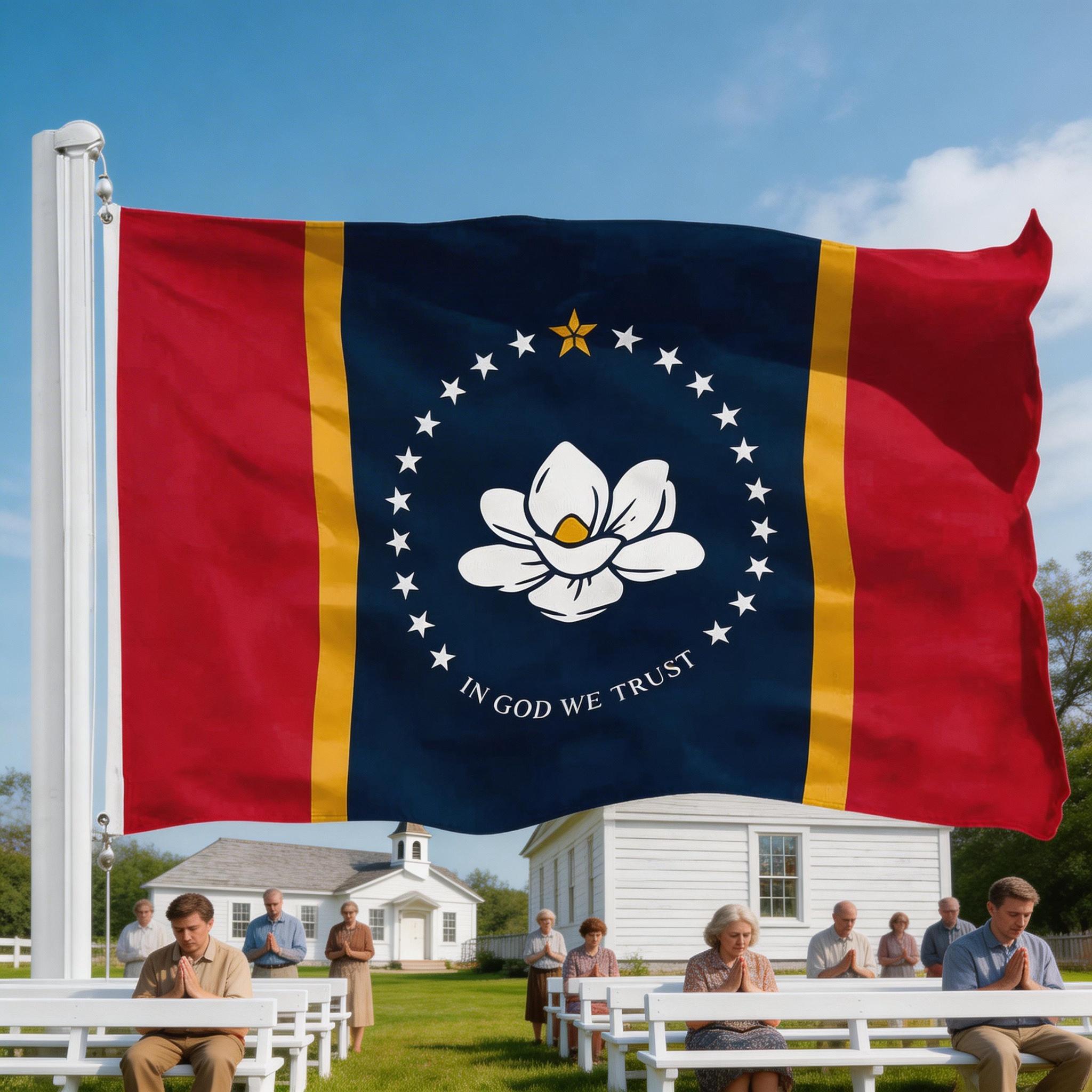 Mississippi State Flag 2020 Version| 3x5 feet| Printed 150D, Indoor/Outdoor, Vibrant Colors, Brass Grommets, Quality Polyester, Much Thicker More Durable Than 100D 75D Polyester