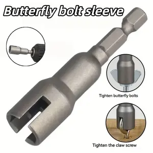 1 pc Electric Wing Nut Driver Bit Set, 1/4" Hex Shank Quick-Install Wing Nut Socket Wrench, Slotted Flat Design, Universal Power Tool Accessory for Panel Nuts and Bolts