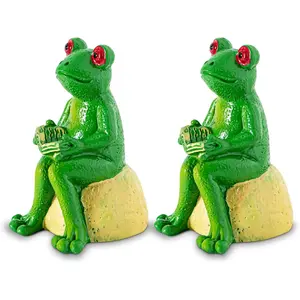 2 Pack Cute Green Frog Resin Toilet Bolt Caps, Adorable Bathroom Decor Toilet Screw Caps for Toilet Bottom, Easy to Install
