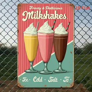 Vintage Ice Cream Wall Decor with Retro Style and Durable Metal Construction for Cafes Kitchens and Bars