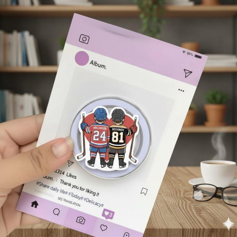 Hollander & Rosanov Inspired Hockey Phone Grip – Team Hollanov Folding Phone Stand, LGBTQ+ Fandom Gift