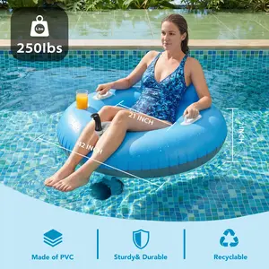 Single Motor Pool Float, Rechargeable Motorized Floats with Cup Holder – Heavy Duty Electric Lounger Raft for Adults & Kids, Pool, Lake & Party Use
