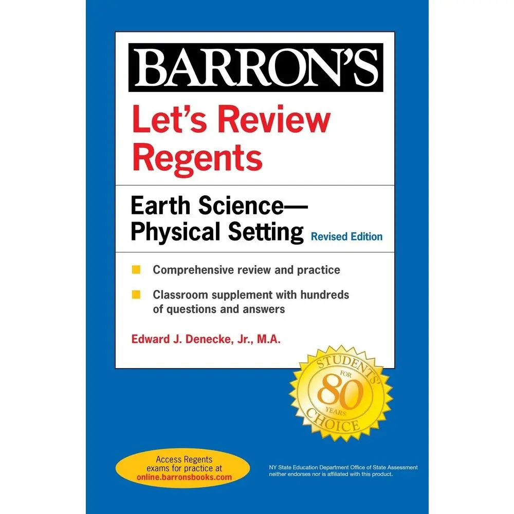 Used Earth Science High School Textbook - Let's Review Regents: Physical Setting Revised Edition by Edward J. Denecke Jr. (Paperback, English) - Comprehensive Exam Prep with Astronomy, Over 1100 Qs, Answers, Reference Tables for NY State Board of Regents