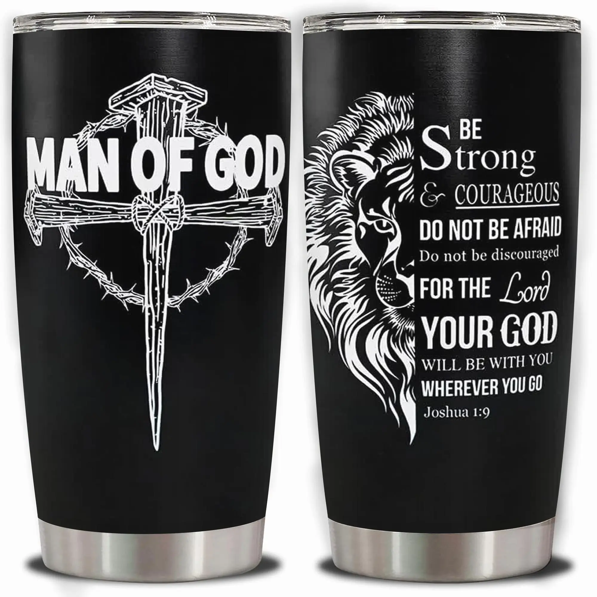 Christian Tumbler for Men Christian Gifts for Men, 20oz Tumbler with Straw and lid, Inspirational Gifts for Men, Graduation Gifts for Men, Travel Mug Coffee Cup, 1pc