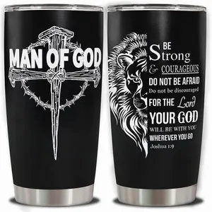 Christian Tumbler for Men Christian Gifts for Men, 20oz Tumbler with Straw and lid, Inspirational Gifts for Men, Graduation Gifts for Men, Travel Mug Coffee Cup, 1pc