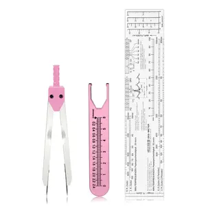 Stainless Steel EKG ECG Caliper and Ruler Set, Electrocardiogram Divider Measuring Tool for Doctors Nurses Nursing Medical Student Rhythm Strip Interpretation Pink