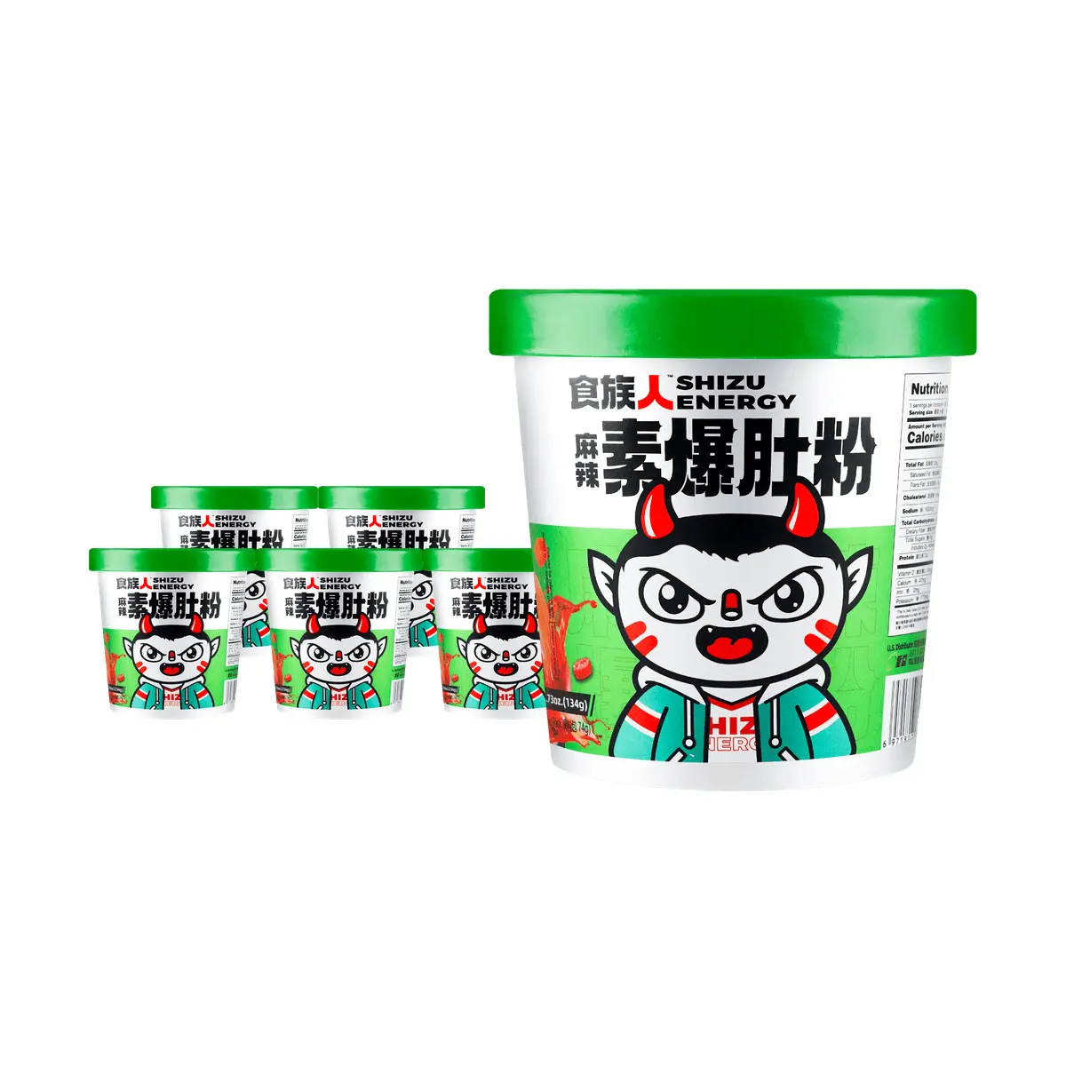 SHIZUREN Spicy Vegan Tripe Snack 6-Pack, 150g Each - Instant Ready-to-Eat Mala Flavor