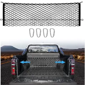 Cargo Net for Pickup Truck Bed - Truck Bed Net for Trunk Organizers and Storage Additional with 4 Metal Carabiner Buckles - Cargo Net for Truck Bed for Trunk Organizers and Storage, Silverado, FT150, GMC